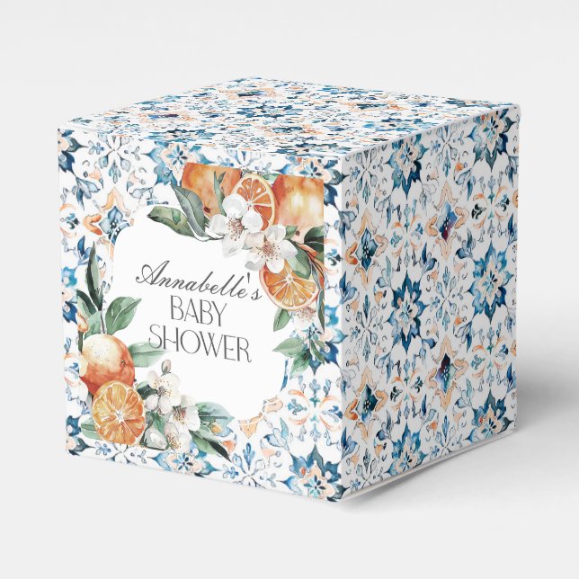 Tuscany Tile Italian Baby Shower Dessert Favors Favor Boxes (Front Side)