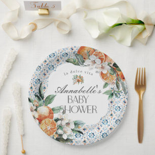 Tuscany Tile Italian Baby Shower Table Decor Paper Plates