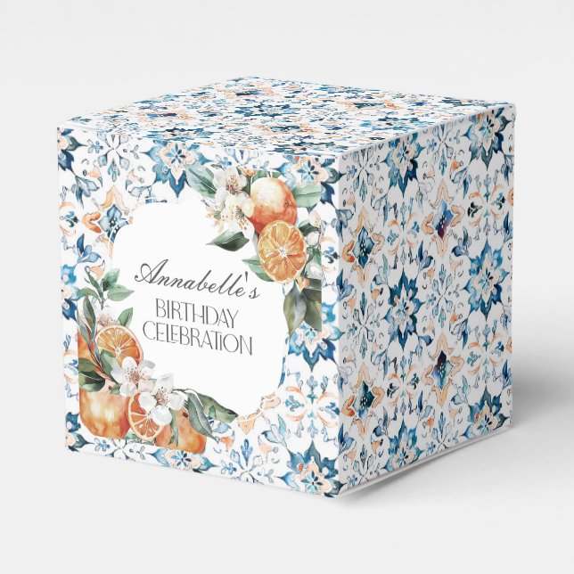 Tuscany Tile Italian Birthday Party Dessert Favors Favor Boxes (Front Side)