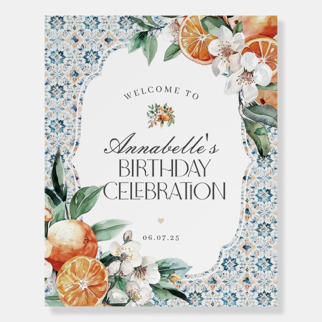Tuscany Tile Italian Birthday Party Welcome Sign (Front)