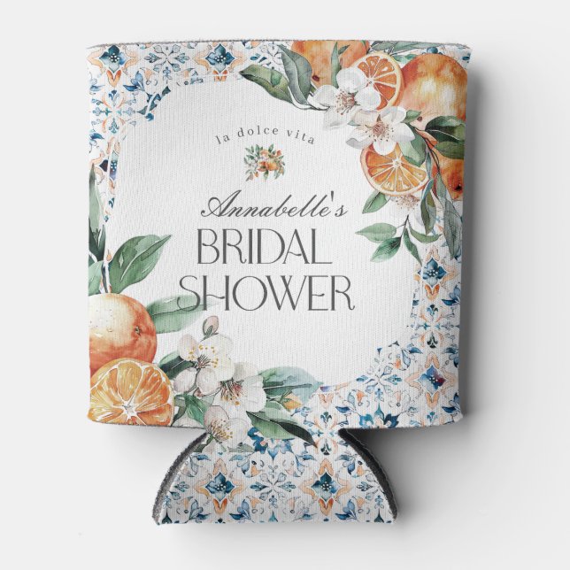 Tuscany Tile Italian Bridal Shower Favor Barware Can Cooler (Front)