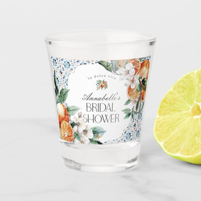 Tuscany Tile Italian Bridal Shower Favor Barware Shot Glass (Front)