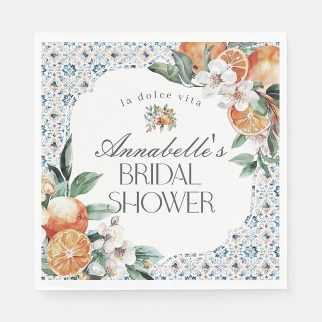 Tuscany Tile Italian Bridal Shower Table Decor Napkins (Front)