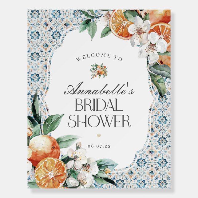 Tuscany Tile Italian Bridal Shower Welcome Sign (Front)