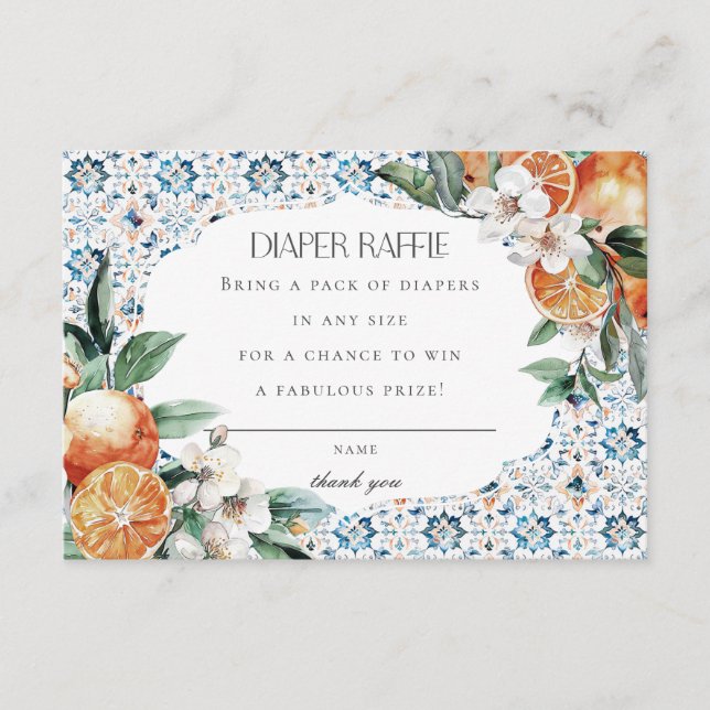 Tuscany Tile Italy Diaper Raffle Invitation Insert (Front)