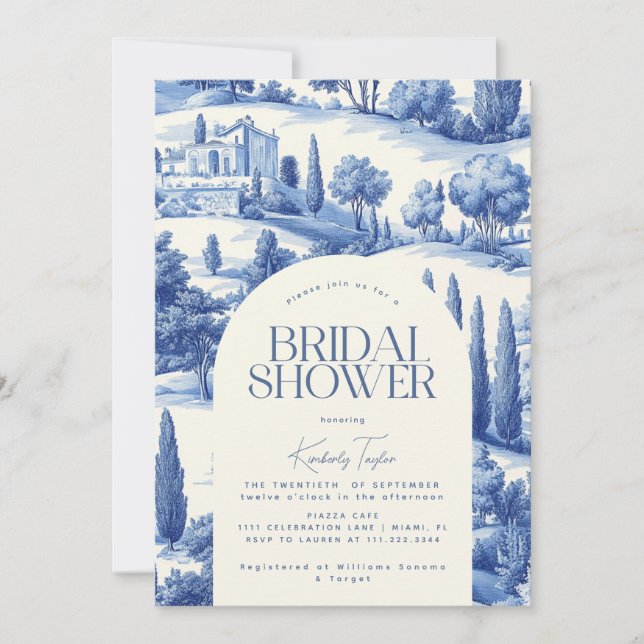 Tuscany Toile Italy Italian Bridal Shower Invitation (Front)