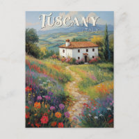 Tuscany Travel Postcard - Vintage Italy Scene
