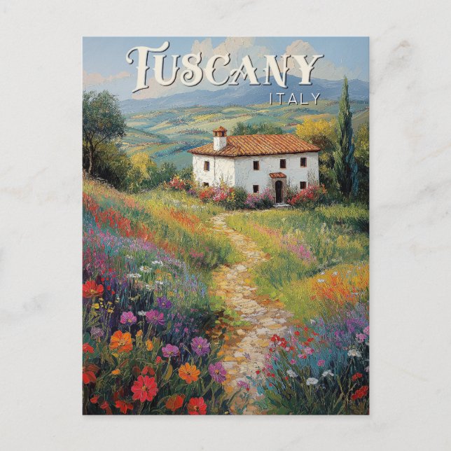 Tuscany Travel Postcard - Vintage Italy Scene (Front)