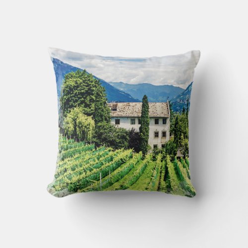  Tuscany Vineyard Tuscan Vino Mountains Throw Pillow