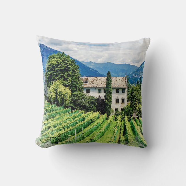 *~* Tuscany Vineyard Tuscan Vino Mountains Throw Pillow (Front)