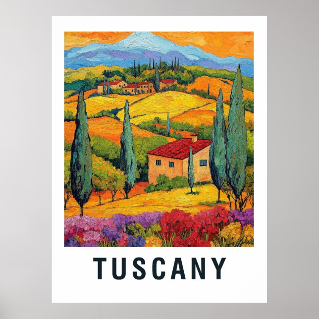 Tuscany Vineyard Vintage Travel Poster (Front)