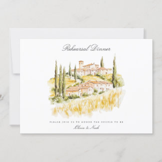 Tuscany Watercolor Italian Rehearsal Dinner Card