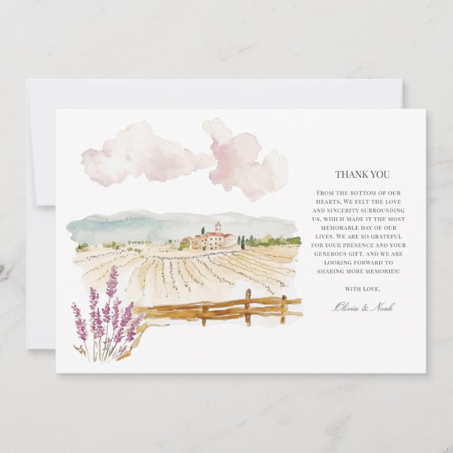 Tuscany Watercolor Italian Thank you Card (Front)