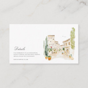 Tuscany Watercolor Italian Wedding Details  Enclosure Card
