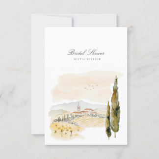 Tuscany Watercolor Italy Bridal Shower Invitation 