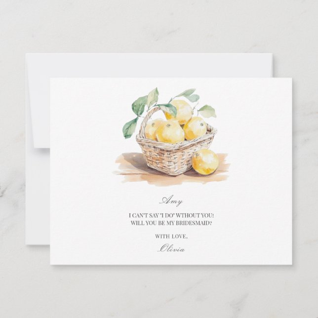 Tuscany Watercolor Italy Bridesmaid Proposal Card  (Back)
