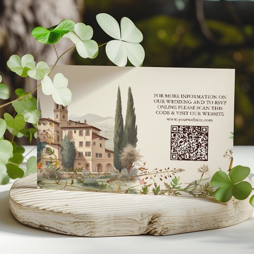 Tuscany Watercolor Italy Destination Wedding Enclosure Card