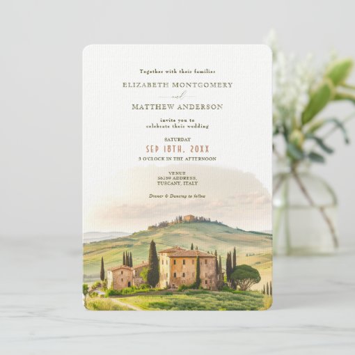 Tuscany Watercolor Italy Destination Wedding Invitation Zazzle