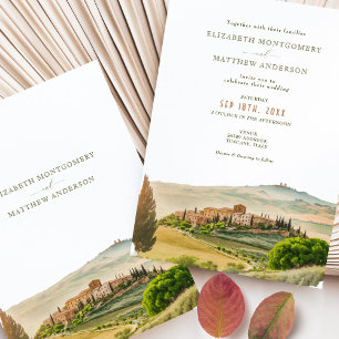 Tuscany Watercolor Italy Destination Wedding Invitation