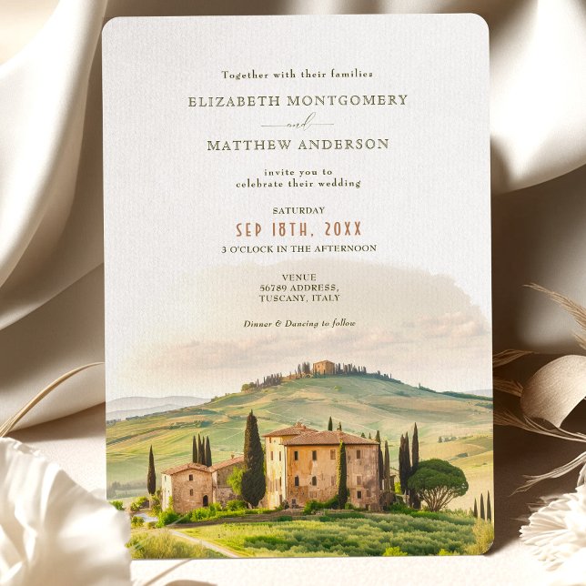 Tuscany Watercolor Italy Destination Wedding Invitation (Creator Uploaded)