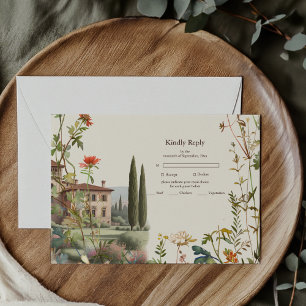 Tuscany Watercolor Italy Destination Wedding RSVP Card