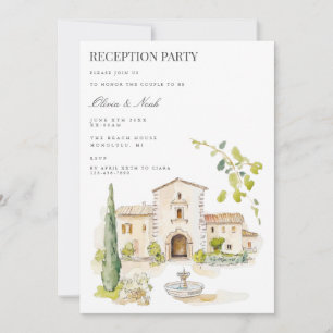 Tuscany Watercolor Italy Reception Invitation Card
