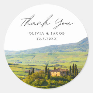 Tuscany Wedding Favor Photo Thank You Classic Round Sticker