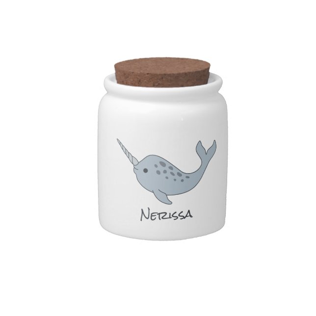 Tusked Narwhal Name Candy Jar (Front)
