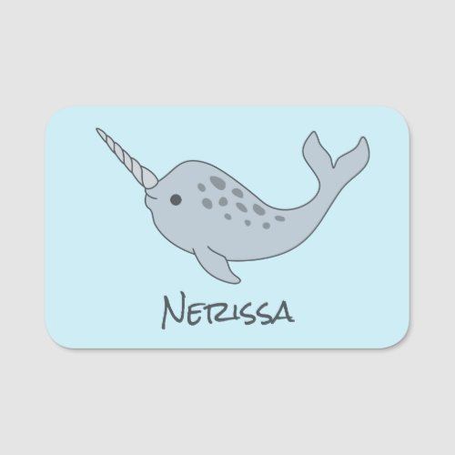 Tusked Narwhal Name Tag