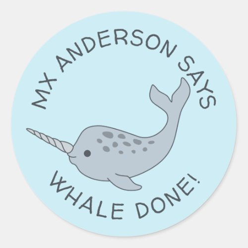Tusked Narwhal Whale Done Stickers