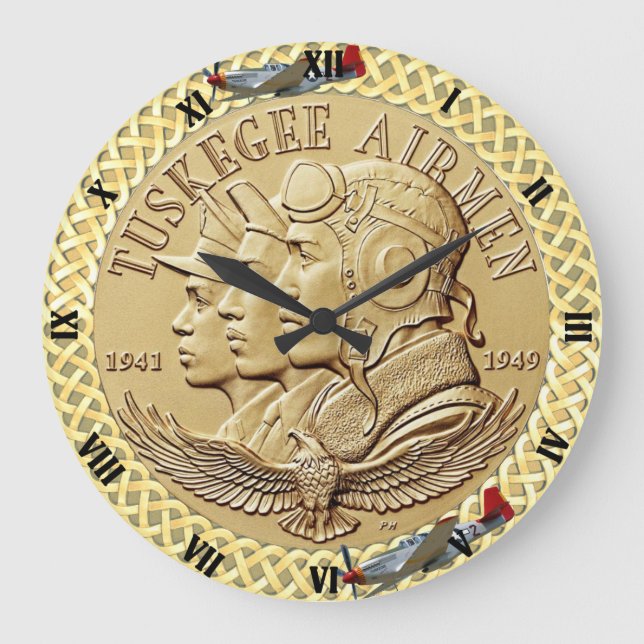 TUSKEGEE AIRMEN COIN LARGE CLOCK (Front)