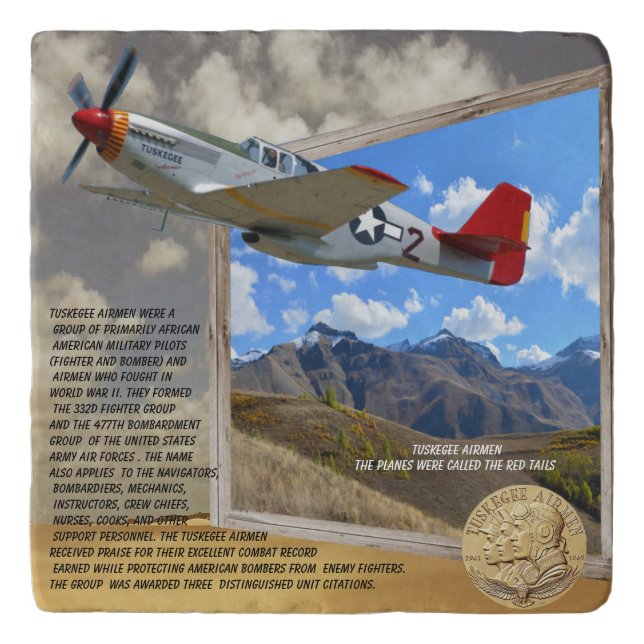 TUSKEGEE Airmen FLYING OUT OF PICTURE  Trivet (Front)