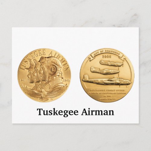 Tuskegee Airmen Gold Medal Postcard