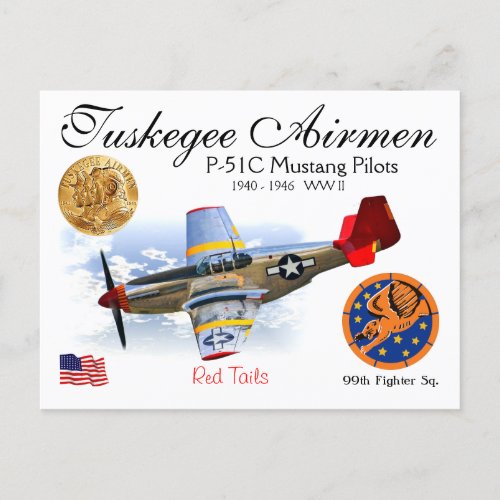 TUSKEGEE AIRMEN P_51C MUSTANG PILOTS POSTCARD