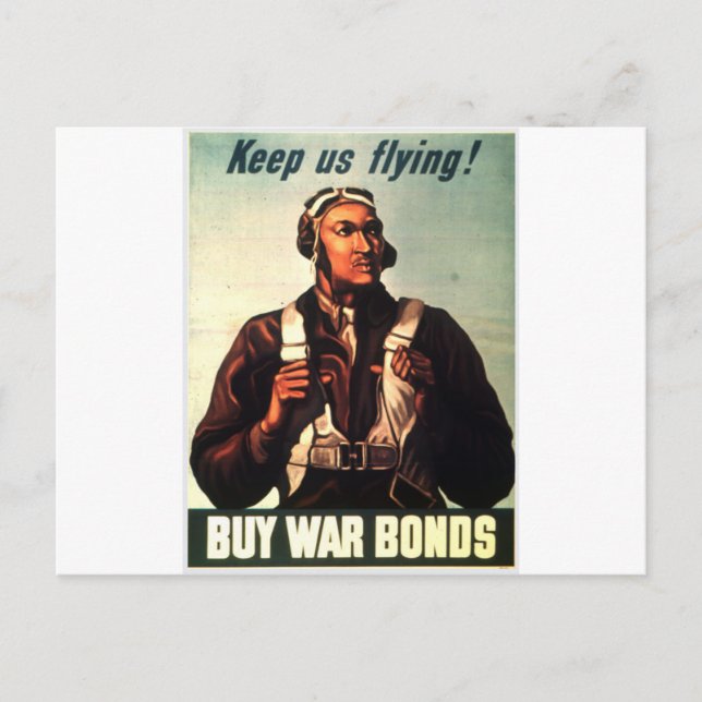 Tuskegee Airmen, Red Tail War-bond Postcard (Front)