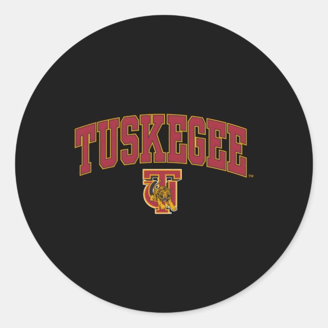 Tuskegee Golden Tigers Arch Over Classic Round Sticker (Front)
