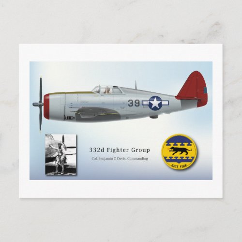Tuskegee Red Tail P_47C Thunderbolt Postcard