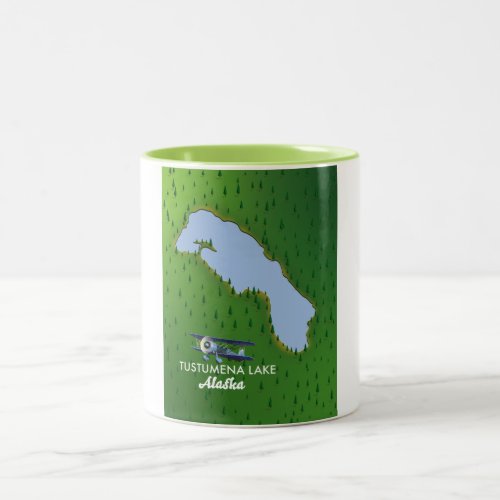 Tustumena Lake Travel map Two_Tone Coffee Mug