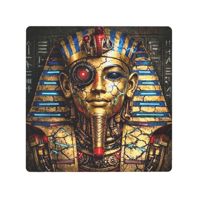 Tutankhamun 2.0: The Cyber King Metal Print (Front)