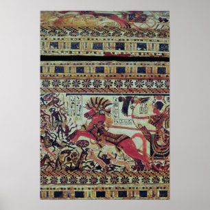 Tutankhamun on his chariot attacking Africans Poster