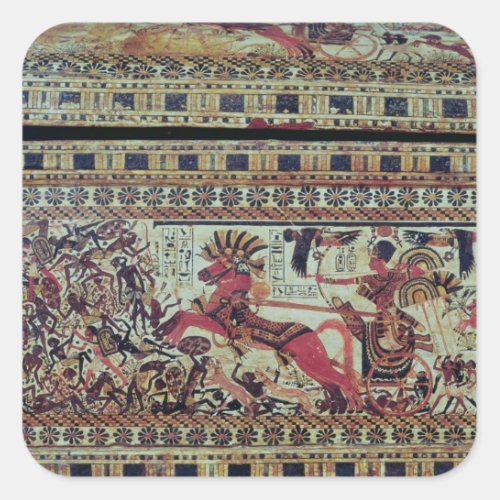 Tutankhamun  on his chariot attacking Africans Square Sticker