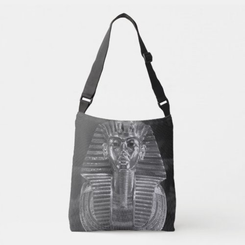 Tutankhamuns Face In Black And White Pattern Crossbody Bag
