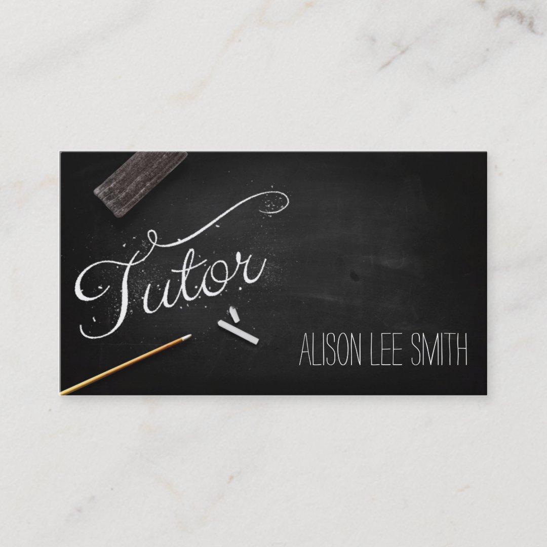 Tutor chalkboard business card Zazzle