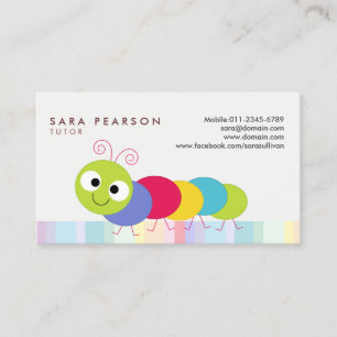 Tutor Cute Colorful Caterpillar Business Card