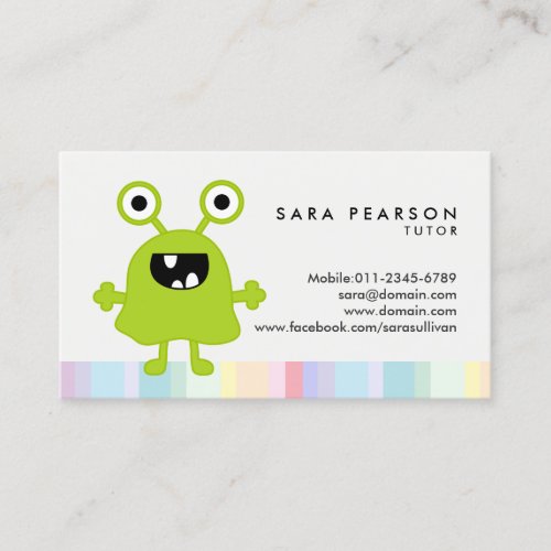 Tutor Cute Green Alien Business Card
