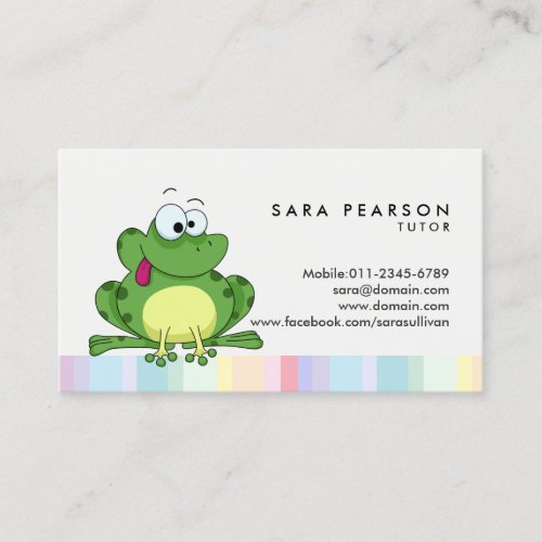 Tutor Cute Green Frog Business Card