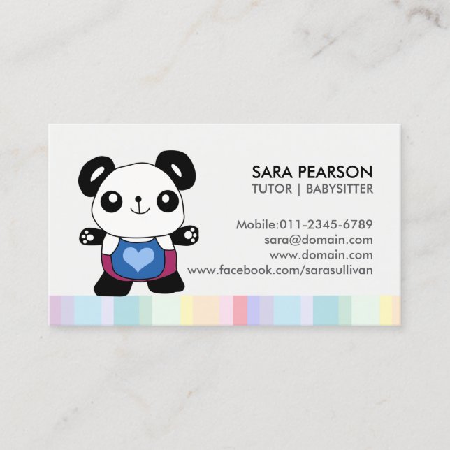 Tutor Cute Panda Business Card (Front)