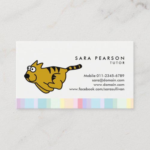 Tutor Cute Running Cat Business Card