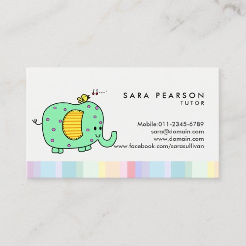 Tutor Cute Spotty Elephant Business Card