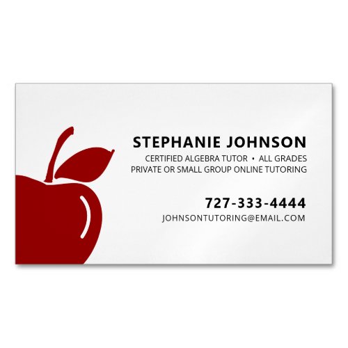 Tutor Entrepreneur Ruby Red Apple Logo Black Text Business Card Magnet